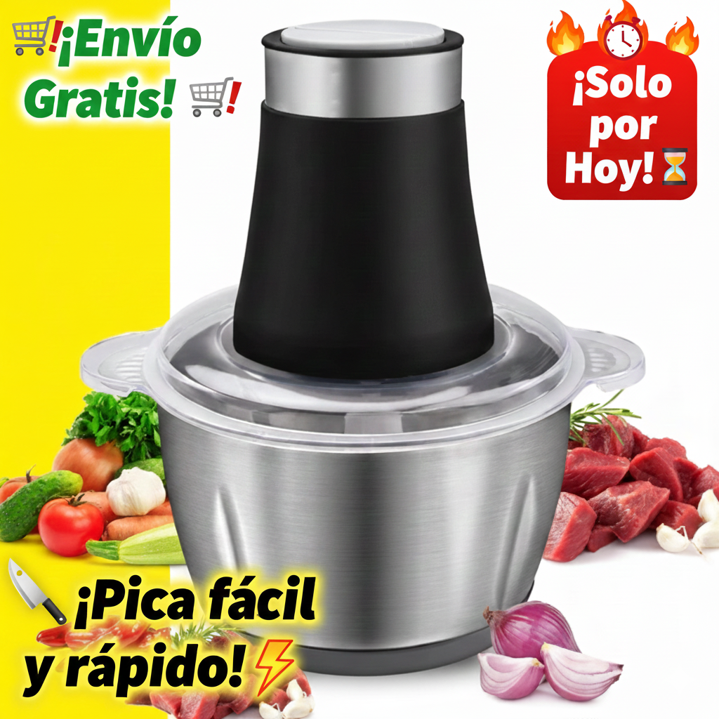 Molino Picadora Eléctrico 2 Litros en Acero